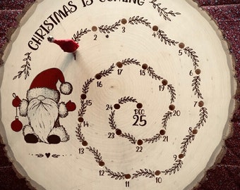 Christmas Countdown - Wood Burned | Holiday | Advent Calendar | Family Gift | Christmas Gifts | Gift for Kids' | Christmas Decor | Rustic |