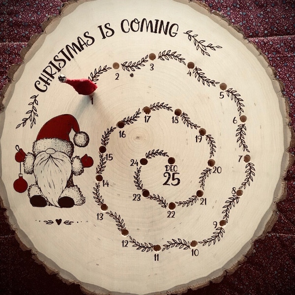 Christmas Countdown - Wood Burned | Holiday | Advent Calendar | Family Gift | Christmas Gifts | Gift for Kids' | Christmas Decor | Rustic |