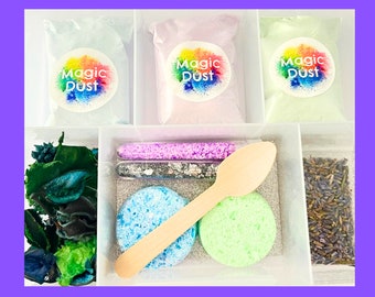 Ultra Blue Potion Box Sensory Fizz Outdoor Play STEM Mud Kitchen Gifts for kids Birthday gift Potion play Potion Making Magic Spells