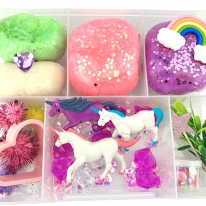 Mid Sized Unicorn Play Dough Kit, Play Dough Kit, Unicorn Sensory Kit,  Playdough Kit, Busy Box, Playdoh Kit, Kids Birthday Gift,sensory Box 