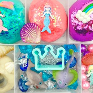 Mermaid Play Dough Kit Sensory Play Kit Sensory box Birthday Gift Girl Kids Gift Playdoh Birthday Ideas image 1