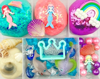 Mermaid Play Dough Kit Sensory Play Kit Sensory box Birthday Gift Girl Kids Gift Playdoh Birthday Ideas