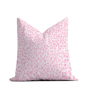 Leopard Print Throw Pillow, Cheetah Print, Preppy Home Decor, Watercolor, Modern, Bright Pink, Fun, Couch Pillow, Square Pillow, Dorm Decor