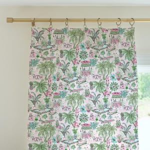 Cabana Animals Curtain Panel: Tropical Beach House Decor