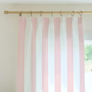 Pink and White Cabana Stripe Window Curtain Panels, Blackout, Privacy, Preppy Bedroom Decor, Dorm Decor, Teen Girls Room, Hollywood Regency