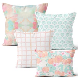 Savannah Watercolor Throw Pillow: Coastal Peach & Aqua Home Decor