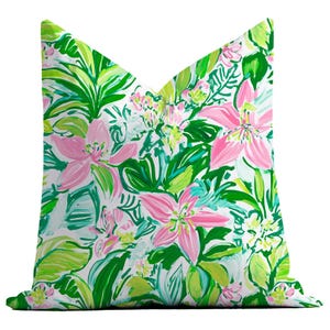 Tropical Floral Throw Pillow: Pink Tiger Lilies, Preppy Home Decor