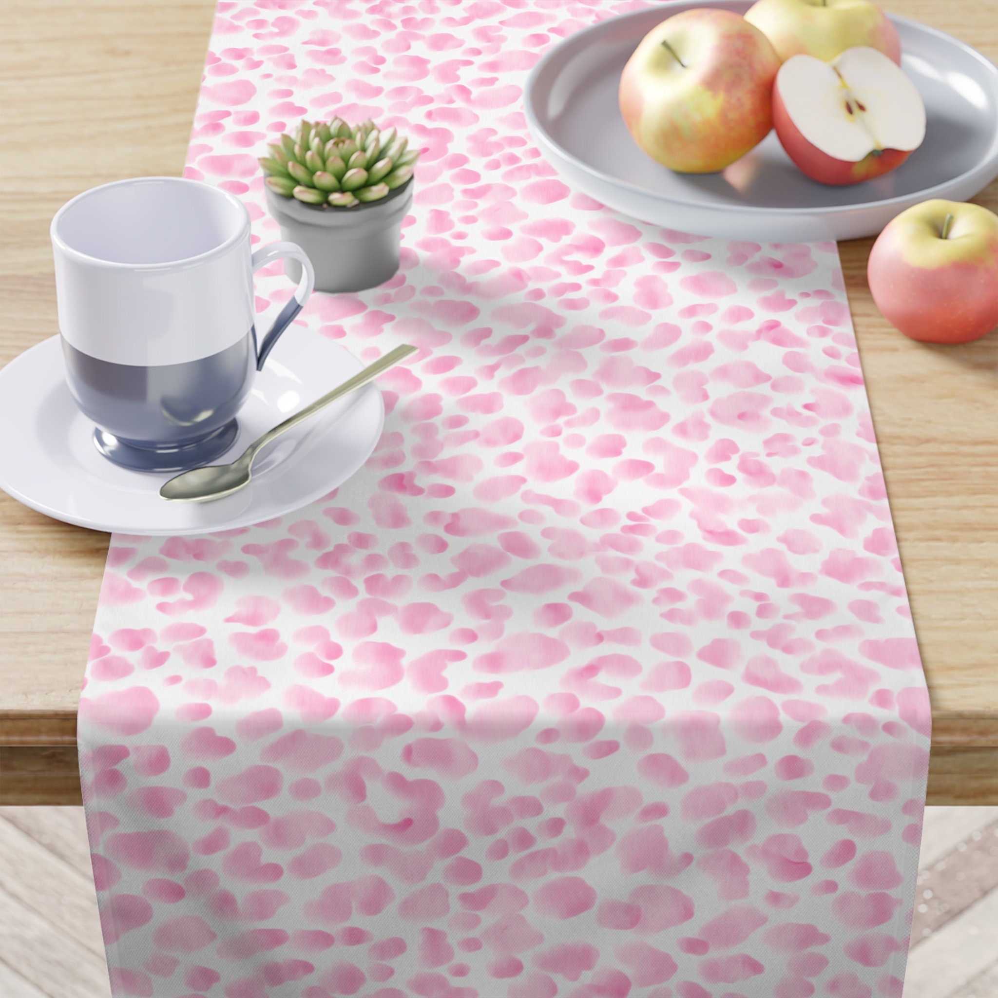 Pink Prepy Table Pink Leopard Print Watercolor Table Runner for Preppy Dining - Etsy