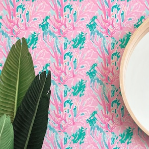 Coral Couture Peel and Stick Wallpaper: Tropical Palm Beach Style