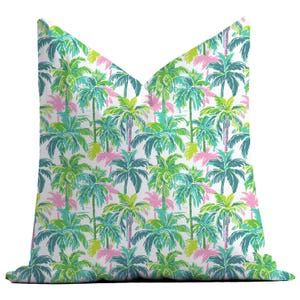 Frondly Yours Throw Pillow, Preppy Home Decor, Palm Tree, Paradise, Couch Pillow, Cover, Lumbar Pillow, Euro Sham, Pink, Lime, Aqua