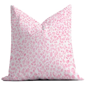 Leopard Print Throw Pillow, Cover, Cheetah Print, Preppy Home Decor, Watercolor, Modern, Bright Pink, Fun, Couch Pillow, Dorm Decor