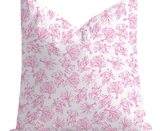 Coral Crush Throw Pillow, Preppy Home Decor, Modern, Coastal Charm, Couch Pillow, Cover, Lumbar Pillow, Euro Sham, Pink, Underwater Life