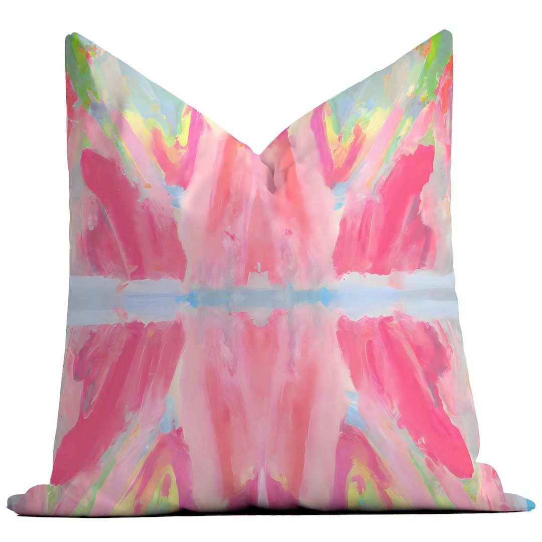 Watercolor Throw Pillow: Abstract Hot Pink & Blue Home Decor - Etsy