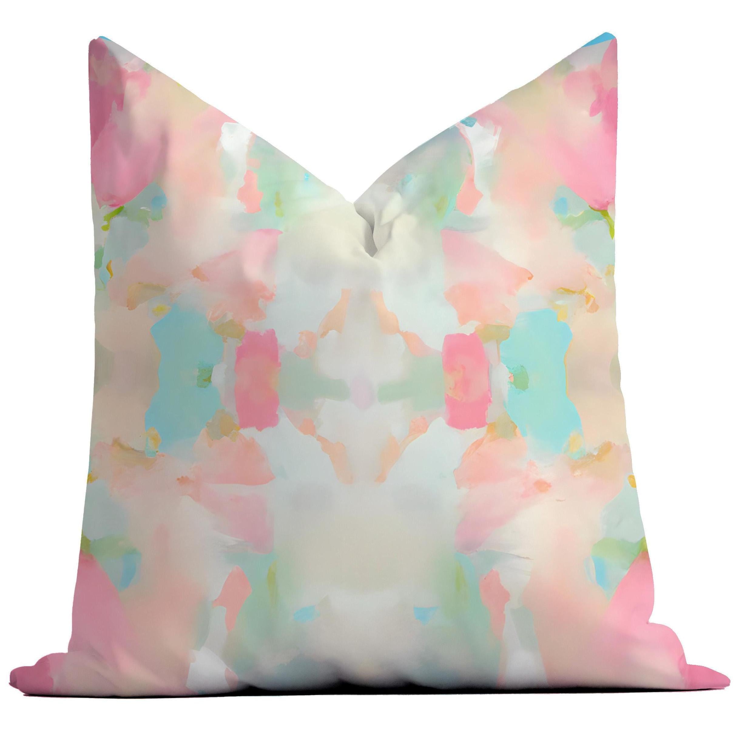 Watercolor Throw Pillow: Peach, Pink & Aqua Abstract Home Decor - Etsy