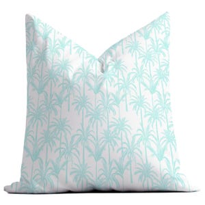 Aqua Palm Tree Throw Pillow: Coastal Home Decor