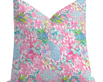 Pineapple Floral Throw Pillow: Preppy Pink Home Decor
