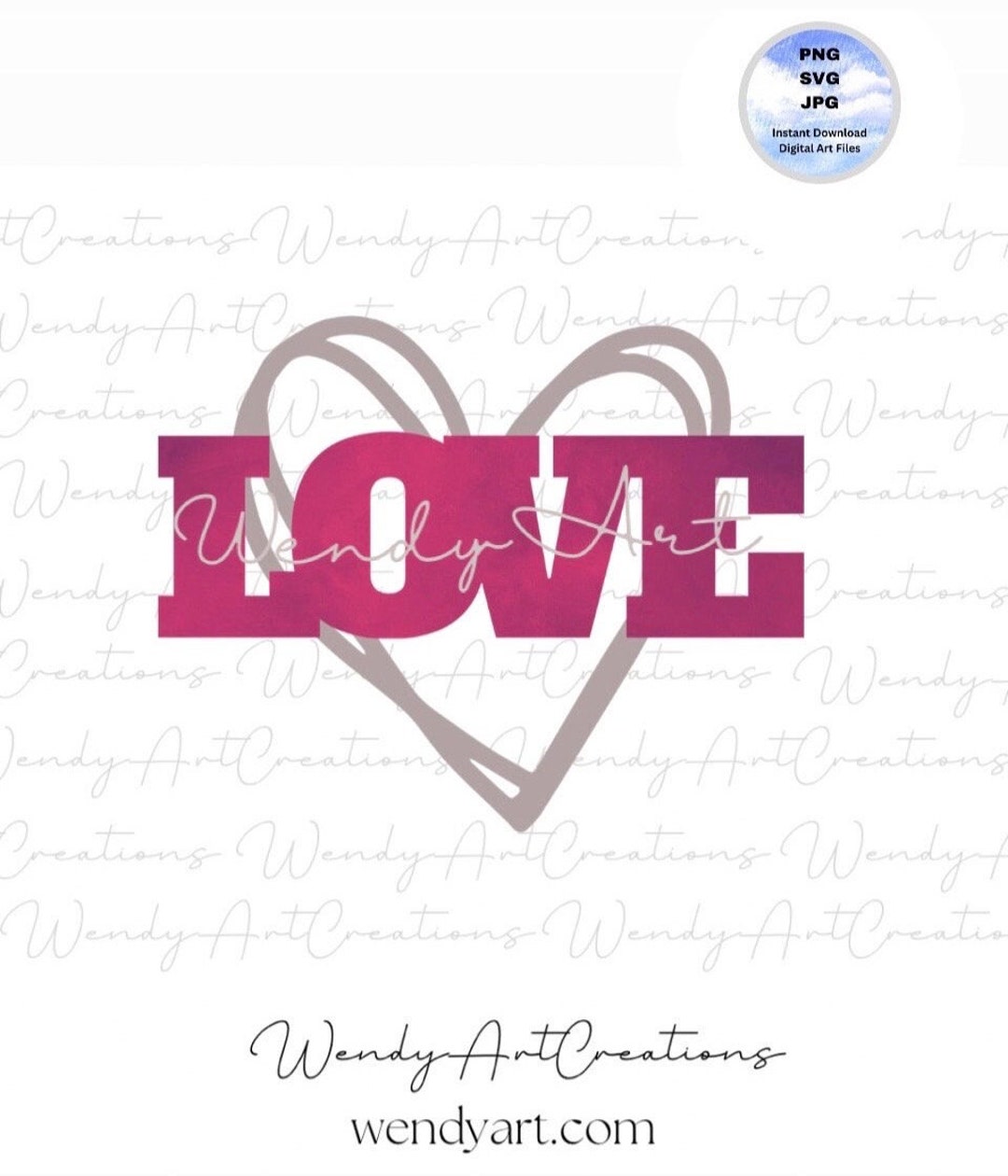 Pink LOVE Script With Hearts SVG PNG, Digital Download - Etsy