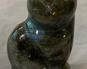 Green Stone Cat Figurine