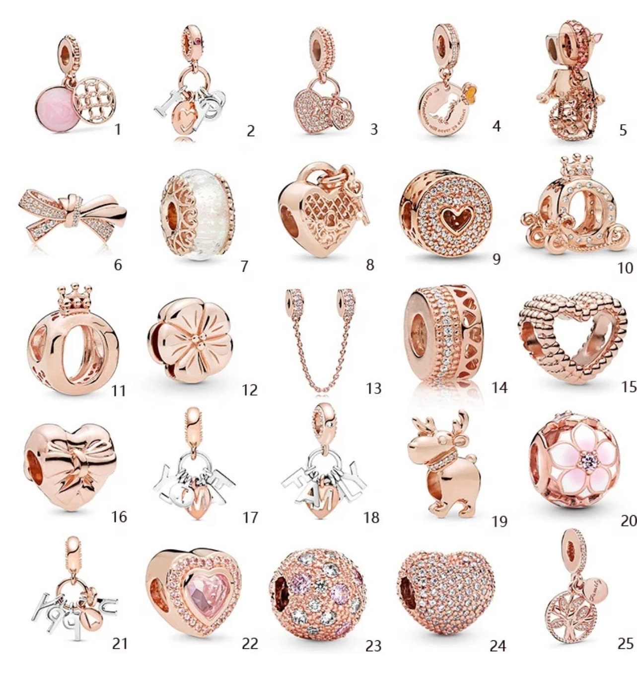 Rose Gold Charms Fits Pandora Charm Bracelet Charm Etsy UK