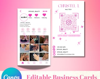 Instagram Business Cards, DIY Canva Business Card Template Design, IG Influencer Cards, Small Business Digital Cards, Premade Business Cards