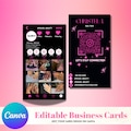 Instagram Business Cards, DIY Canva Template Design, Black and Pink Nail Tech Cards, Lash tech Cards ,Make Up Artist Cards, Premade Card