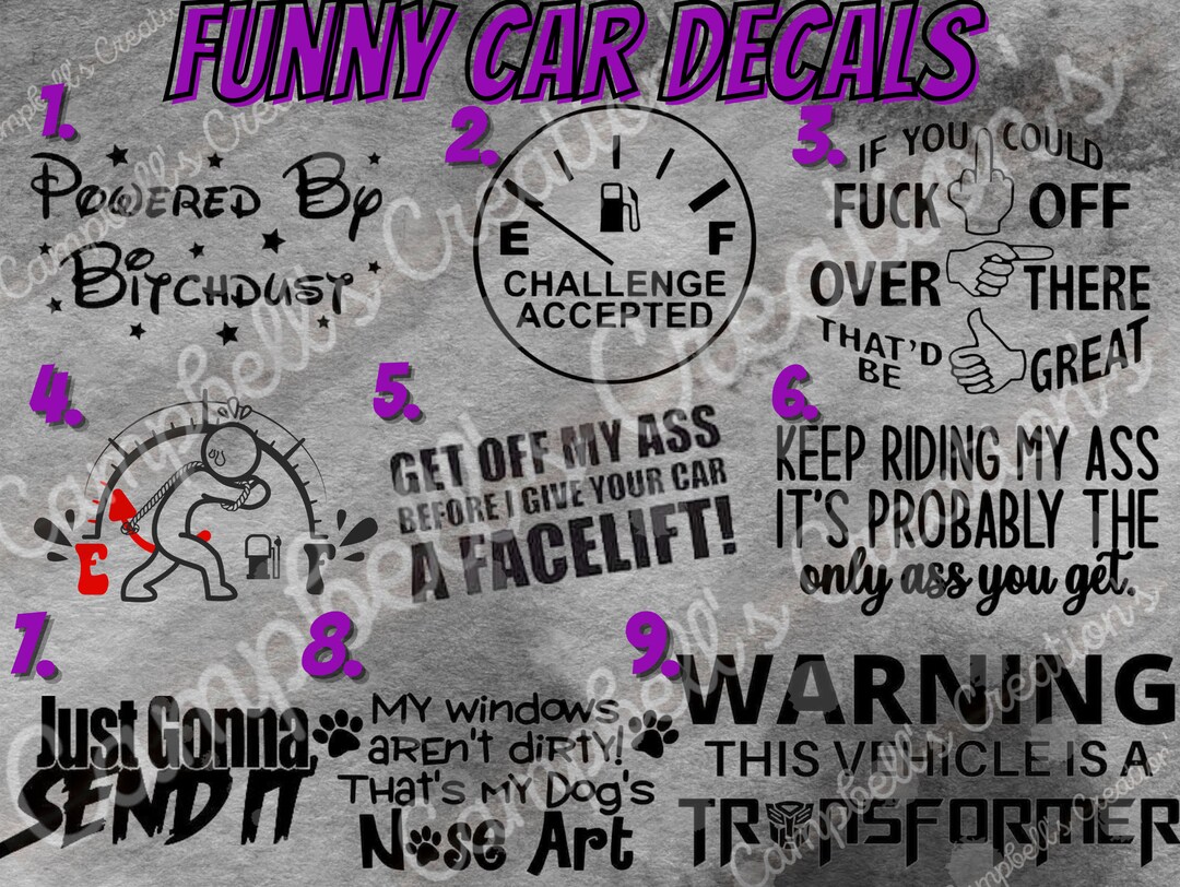 Funny Car Window Decals Etsy