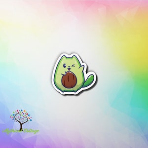 Avocado Cat Water Resistant Vinyl Sticker ~ Laptop Sticker ~ Water Bottle Sticker