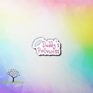 May include: Pink and blue sticker with a crown and the text "Daddy's Princess".