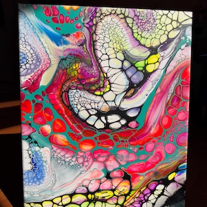 Anaconda | Rainbow Fluid Art | Neon Acrylic Pour | 16x20 Canvas Wall Decor | Glow Under Blacklight | Bold Jungle Energy Art