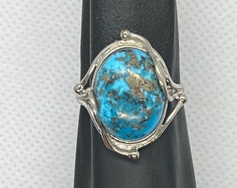 Morenci turquoise set in a sterling silver band