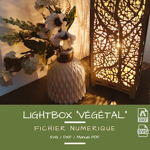 digitales | Lámpara de mesa Lightbox Vegetal | SVG DXF | Hecho en Francia