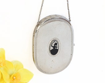 Trousse de toilette compacte en miroir DFBriggs Artdeco, ton argent, pour bracelet de danse antique