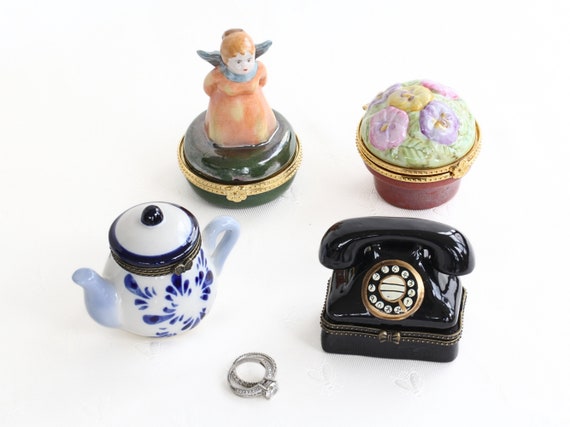 Vintage Porcelain and Ceramic Trinket Ring Boxes,… - image 2