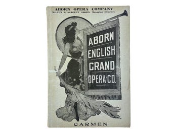 Aborn English Grand Opera Co. Carmen Libretto 1910s, Manhattan Opera House, Oscar Hammerstein Director