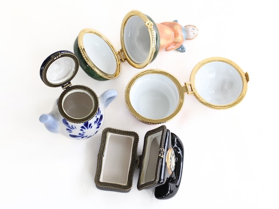 Vintage Porcelain and Ceramic Trinket Ring Boxes,… - image 3