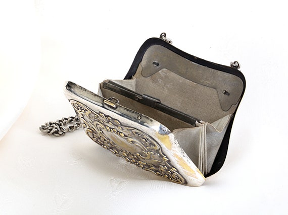 Antique Edwardian Silverplated Floral Dance Purse… - image 5