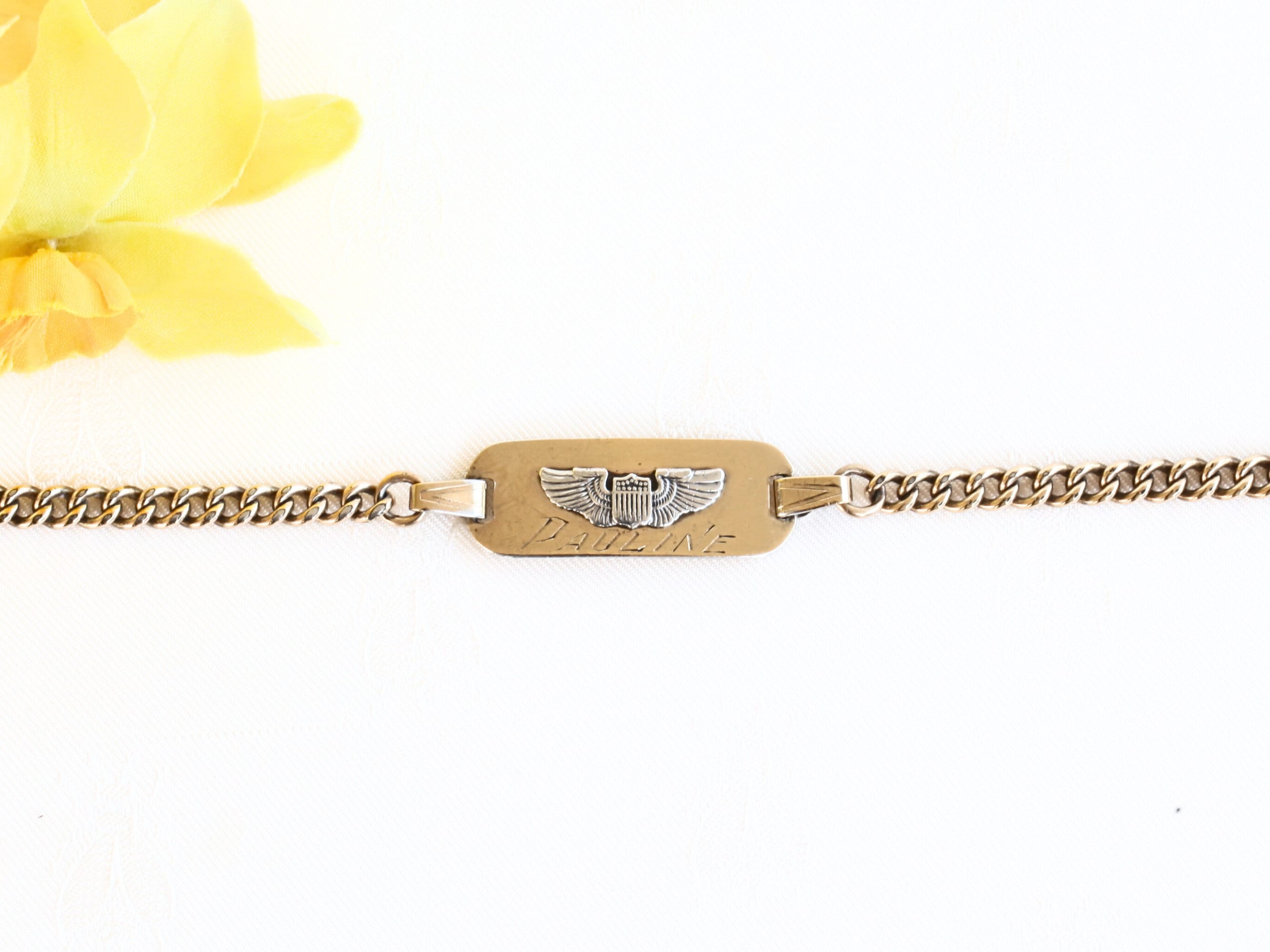 Vintage WWII Airforce Sweetheart Bracelet Goldfilled Vermeil Vintage WWII Airforce Sweetheart Bracelet Goldfilled Vermeil