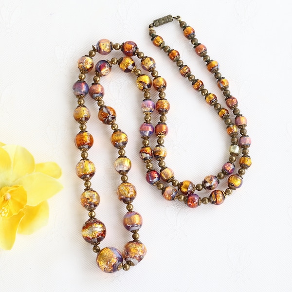 Glass And Brass Bead Necklace main image 1