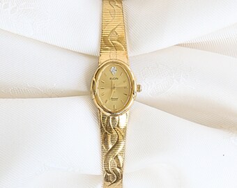 Vintage Elgin Diamond Goldtone Embossed Quartz Watch - Etsy Vintage Elgin Diamond Goldtone Embossed Quartz Watch - Etsy