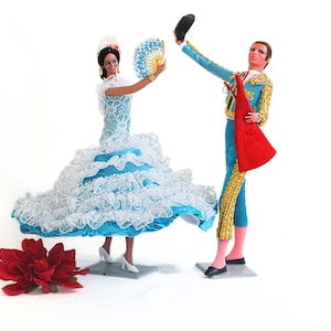 Vintage Marin Chiclana Flamenco Dancer and Matador Dolls, Dressed in Blue Pair