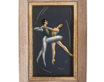Vintage D'Amario Ballet Dancers Lithograph Print Wall Art Framed