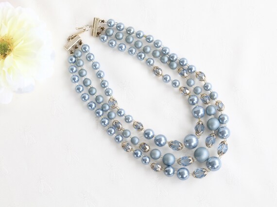Light blue pearl necklace clearance