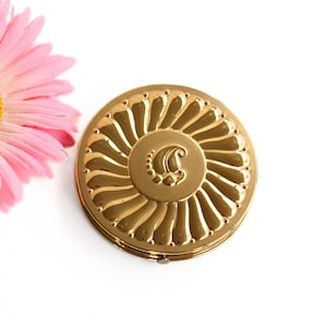 Vintage Rex Fifth Avenue Mirrored Powder Compact with Embossed Goldtone Design