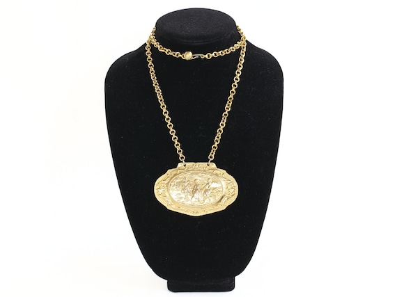 Vintage Mirror Pendant Necklace, Kenneth Jay Lane… - image 2