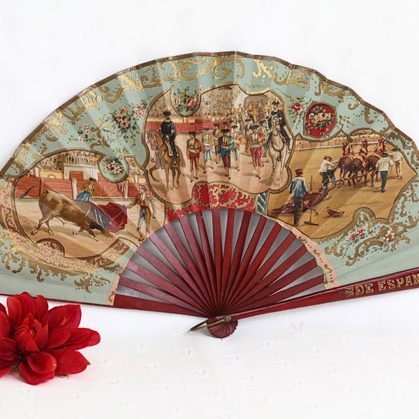 Antique 19th Century Souvenir Spanish Hand Fan