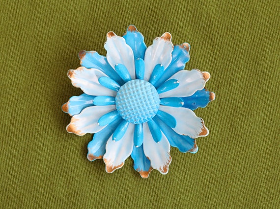 Vintage 60s Retro Colorful Flower Brooches Pins, … - image 4