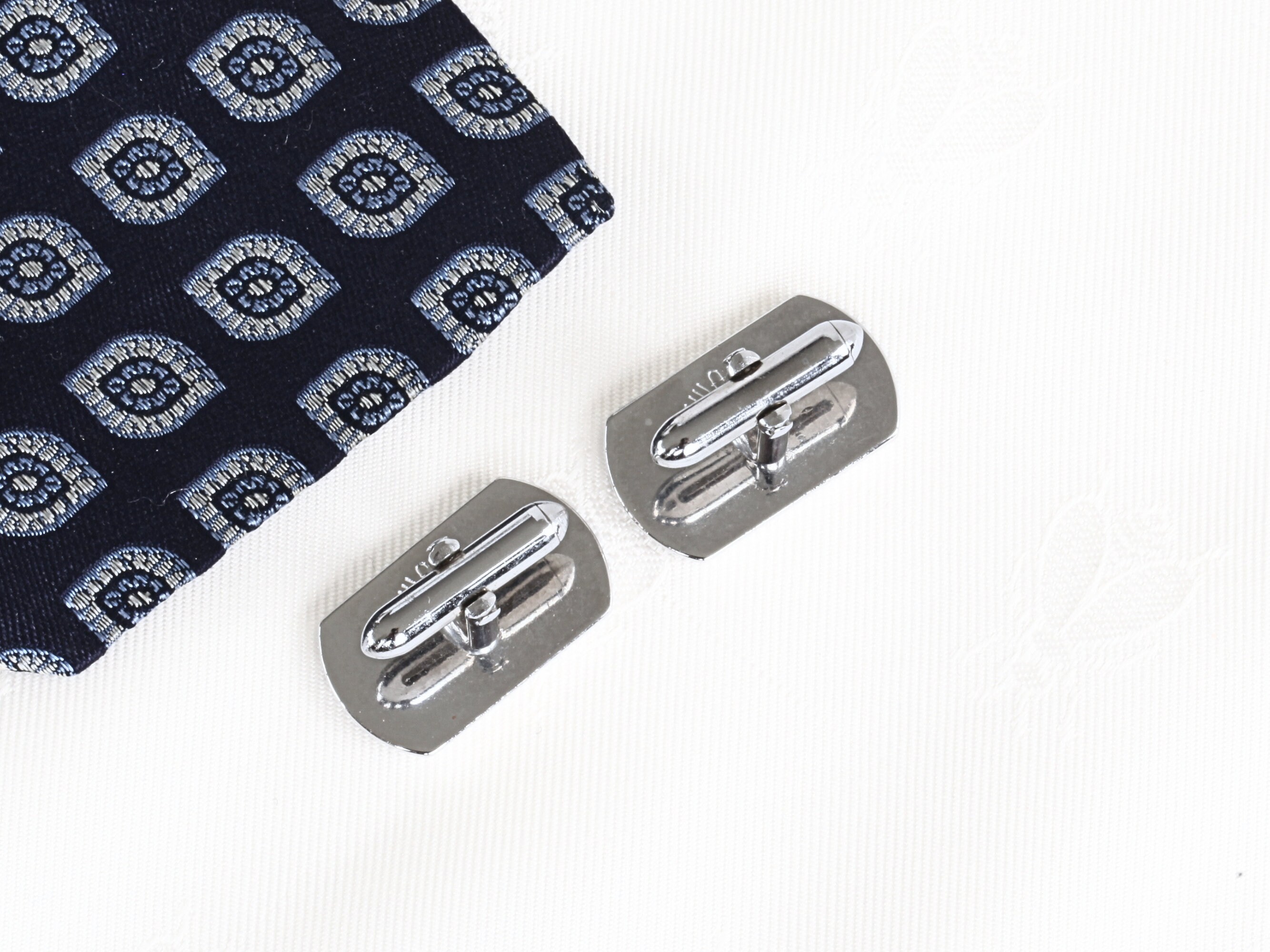 Boutons De Manchette Vintage Swank Argentés à Fleurs - Occasion