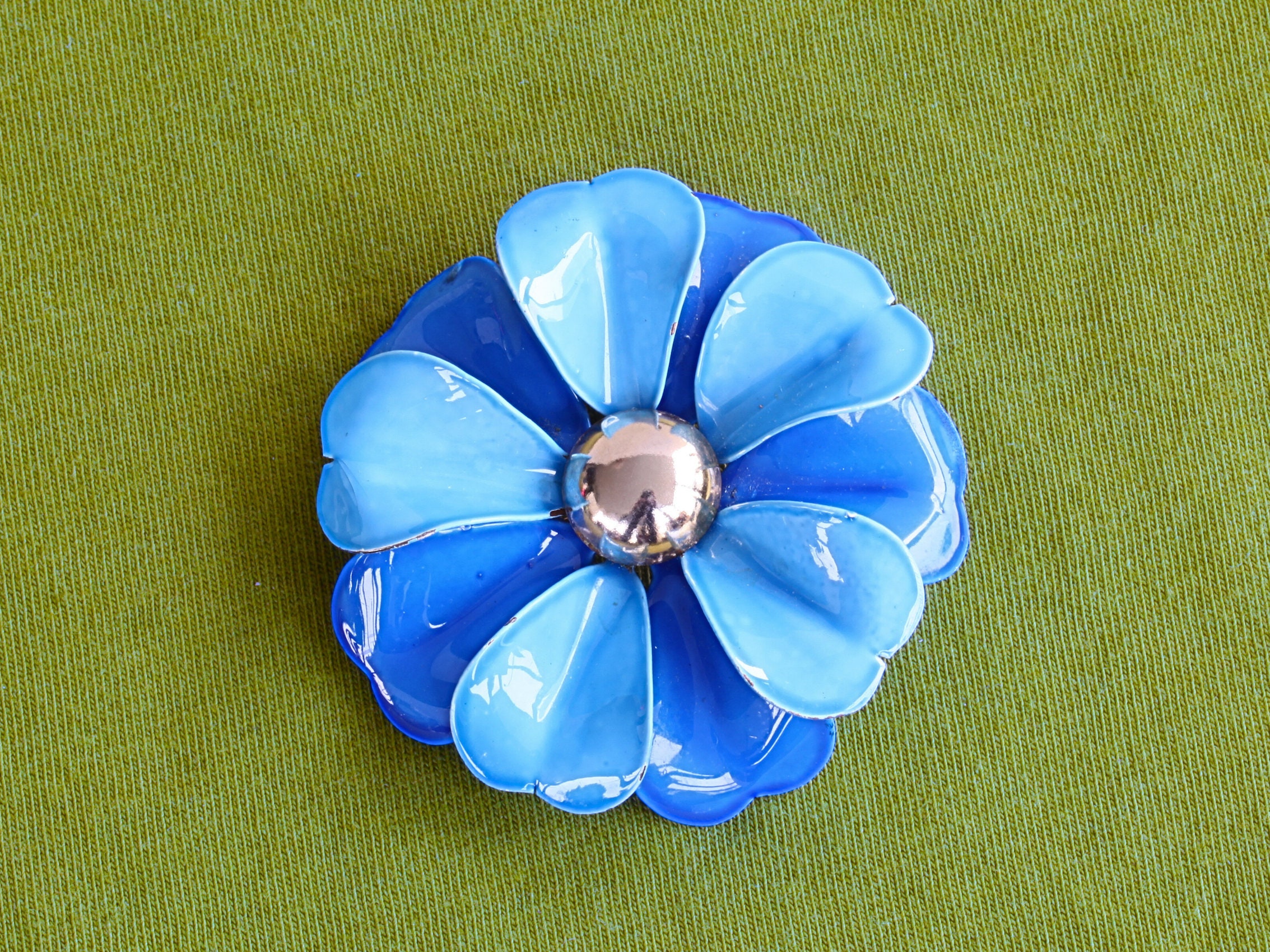 Large Vintage Sterling Blue Rhinestone Flower Brooch - Etsy