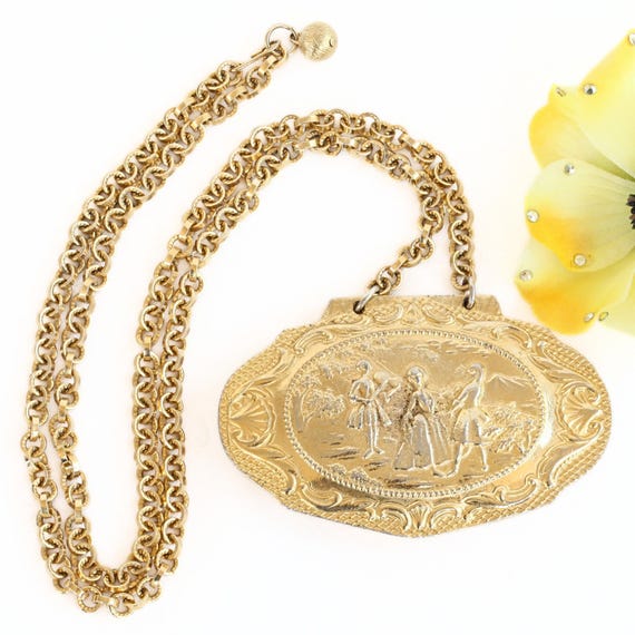 Vintage Mirror Pendant Necklace, Kenneth Jay Lane… - image 4