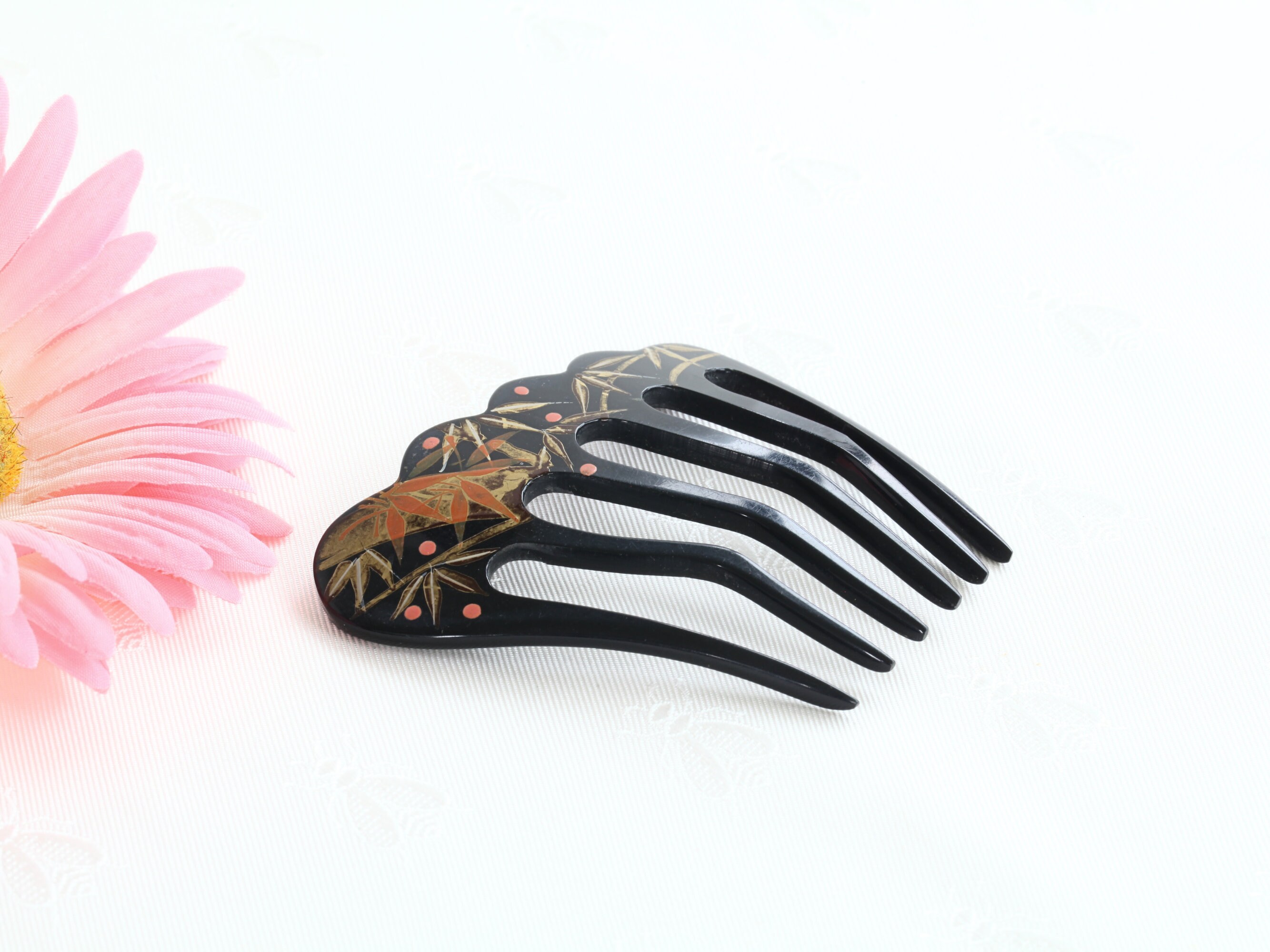 Vintage Japanese Kansashi Lacquered Geisha Hair Comb With  display picture 1